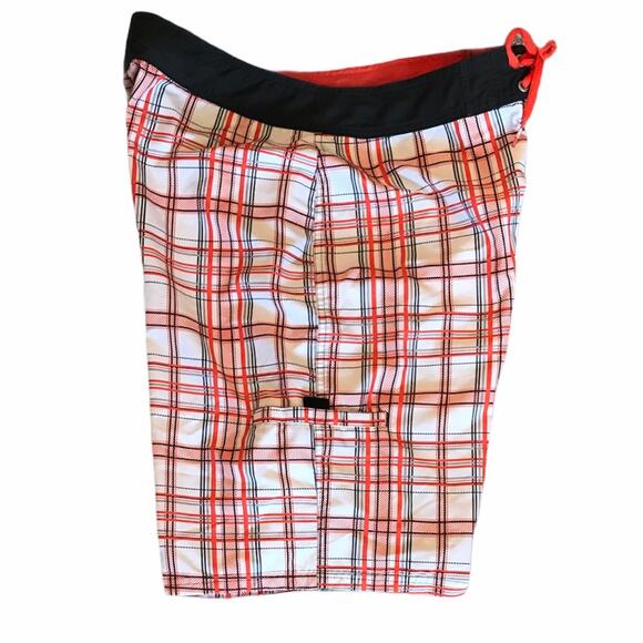 Nike Plaid Board Shorts Orange White Size 32 - Picture 3 of 10